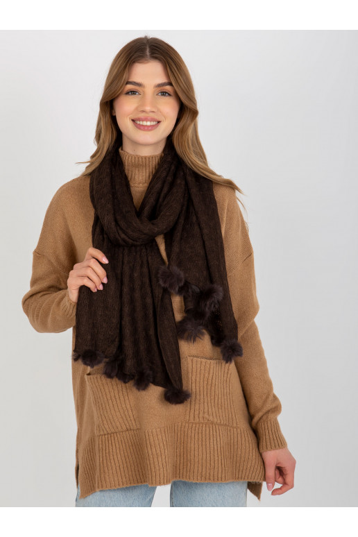 Tumši brūna ažūra sieviešu šalle ar...