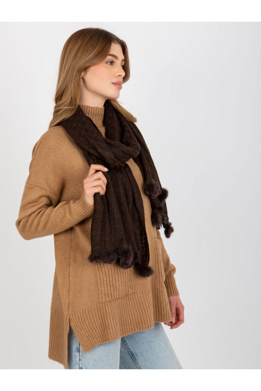 Tumši brūna ažūra sieviešu šalle ar...