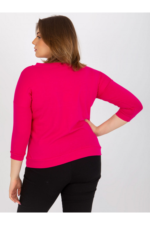 Fuksijas plus izmēra blūze ar V veida...