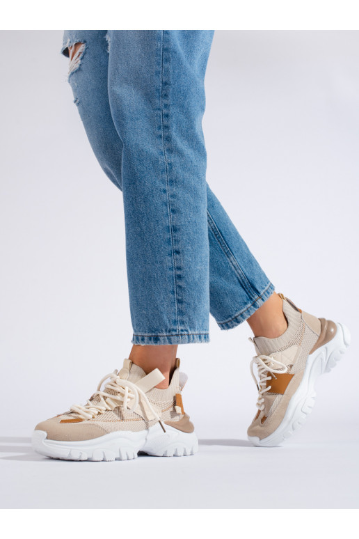 šņorējami Apavi kedu modelī Shelovet smilšu krāsas