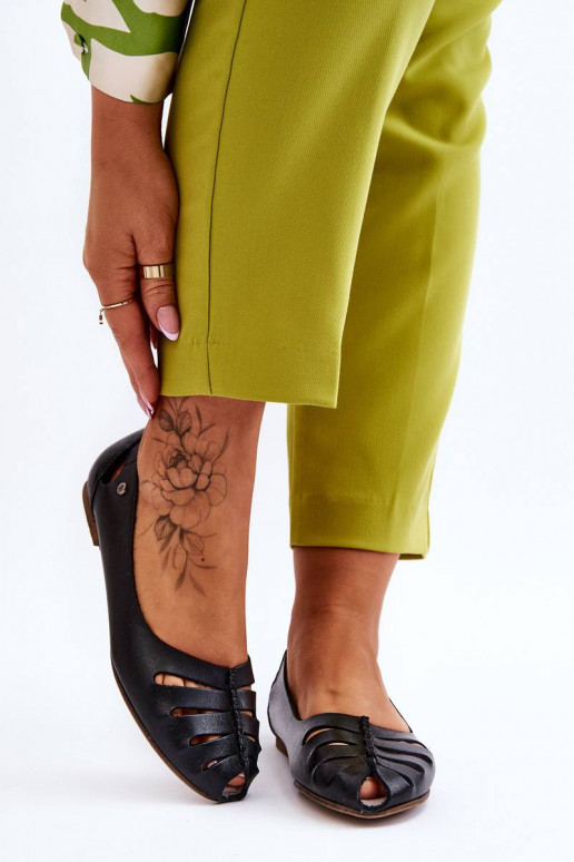 Ērtas dabīgās ādas balerīnas melnas...