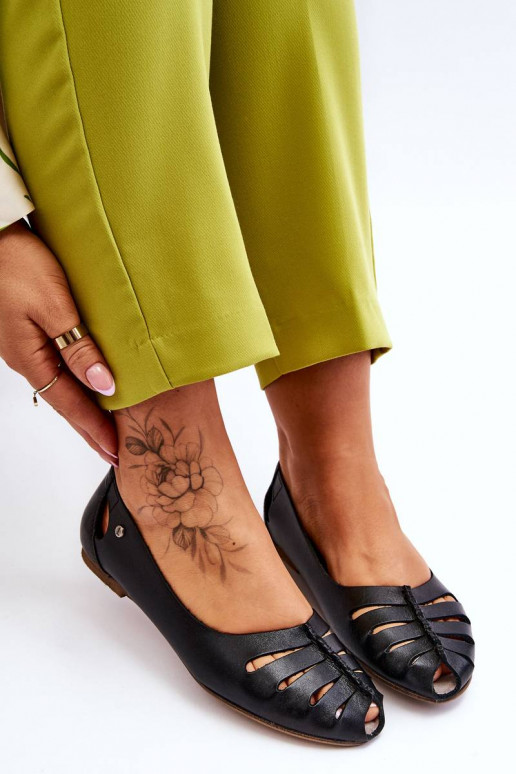 Ērtas dabīgās ādas balerīnas melnas...