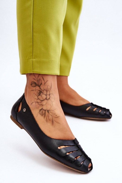 Ērtas dabīgās ādas balerīnas melnas...