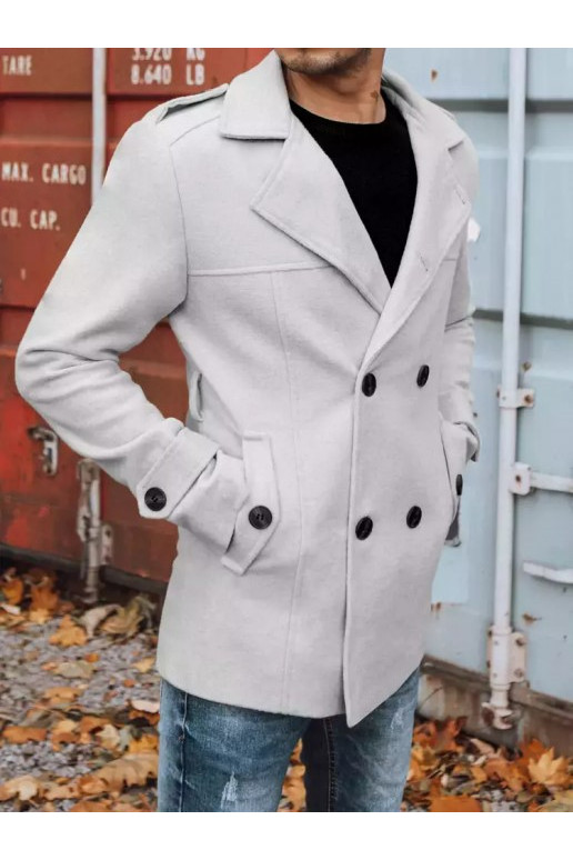 Vīriešu divrindu mētelis, gaiši pelēks