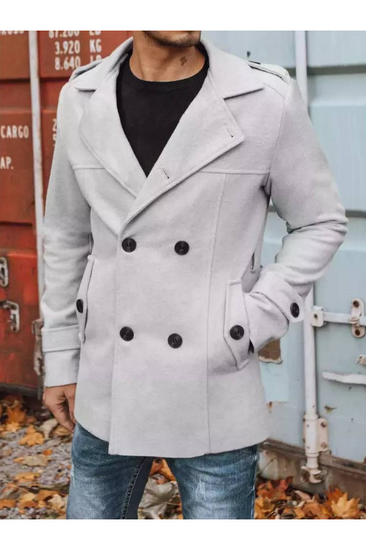 Vīriešu divrindu mētelis, gaiši pelēks