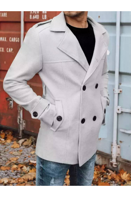 Vīriešu divrindu mētelis, gaiši pelēks