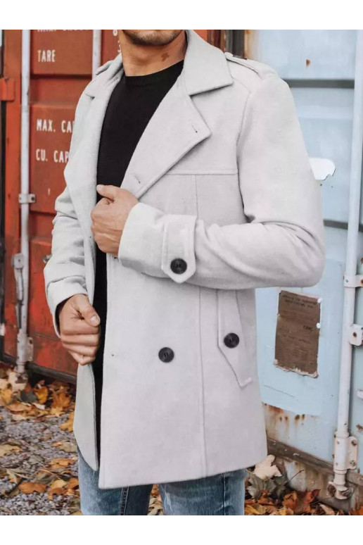 Vīriešu divrindu mētelis, gaiši pelēks