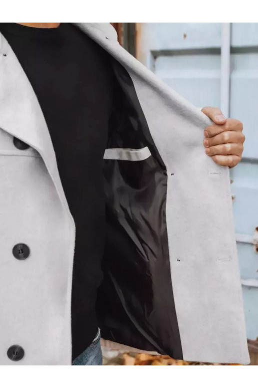 Vīriešu divrindu mētelis, gaiši pelēks