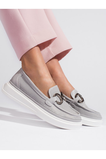 Pelēkas krāsas  sieviešu mokasīni