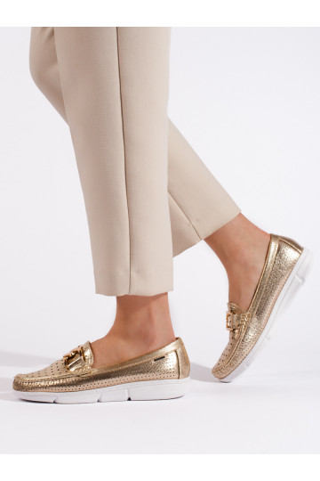 Zelta krāsas sieviešu mokasīni  2