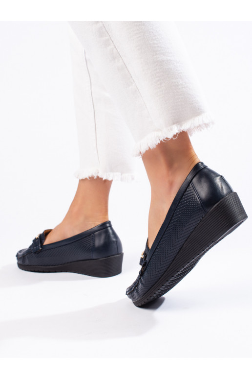 tumši zilas krāsas sieviešu mokasīni 