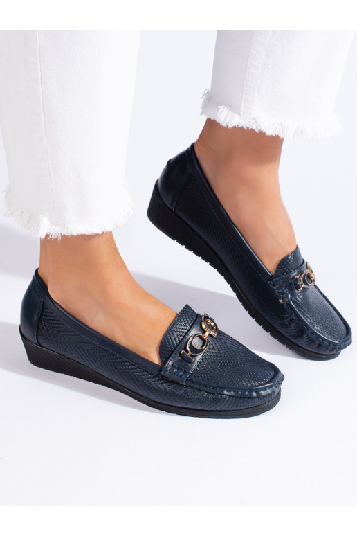 tumši zilas krāsas sieviešu mokasīni 