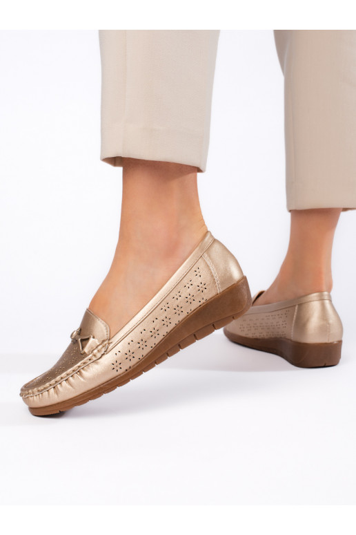 Zelta krāsas sieviešu mokasīni