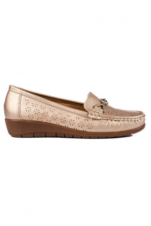 Zelta krāsas sieviešu mokasīni