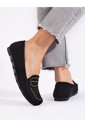 zamšādas Melnas krāsas sieviešu mokasīni 2