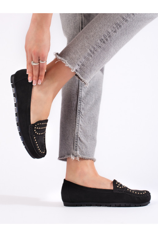 zamšādas Melnas krāsas sieviešu mokasīni