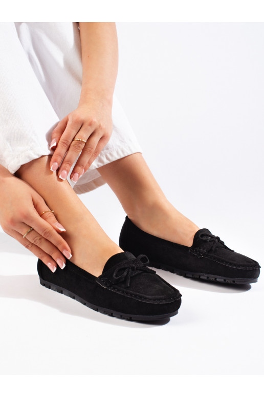 zamšādas Melnas krāsas sieviešu mokasīni