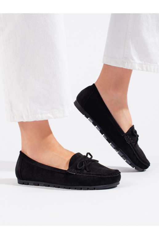 zamšādas Melnas krāsas sieviešu mokasīni