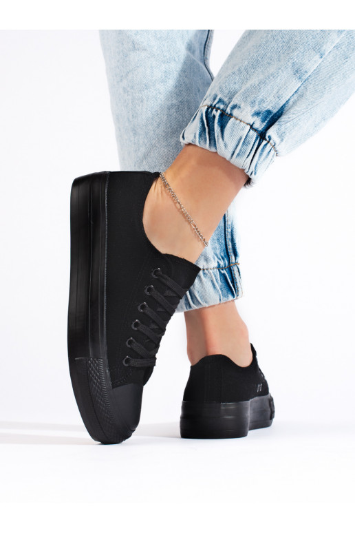 Melnas klasiska modeļa sieviešu kedas ar platformu Melnas klasiska modeļa sieviešu kedas ar platformu