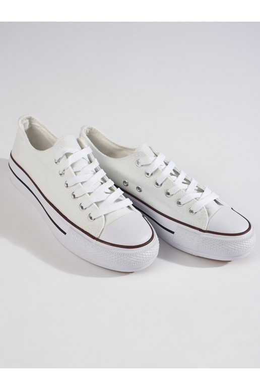 Baltas klasiska modeļa sieviešu kedas ar platformu