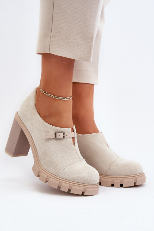 Apavi ar papēdi Ziloņkaula krāsas Tauina