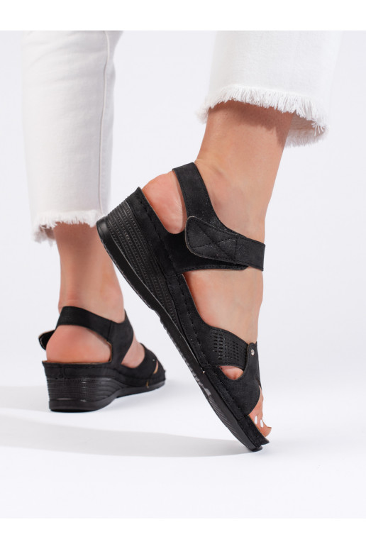 Ērtas sieviešu sandales ar nelielu platformu  Melnas krāsas