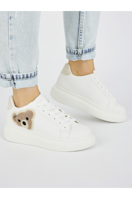 baltas krāsas   sieviešu apavi  ar rotaļu lācīšiem