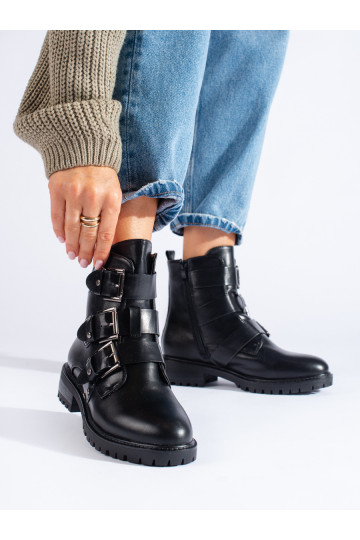 siltināti Melnas krāsas puszābaki ar sprādzēm