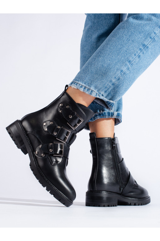 siltināti Melnas krāsas puszābaki ar sprādzēm