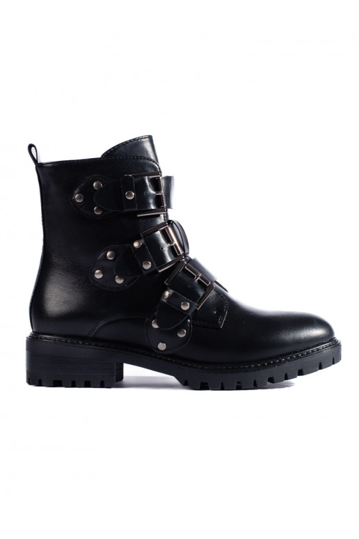 siltināti Melnas krāsas puszābaki ar sprādzēm