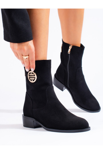 zamšādas  sieviešu zābaki Melnas krāsas 2