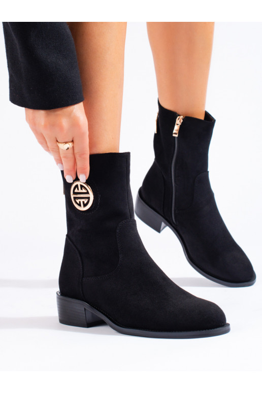 zamšādas  sieviešu zābaki Melnas krāsas