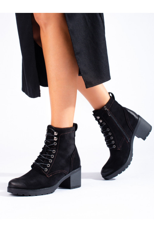 šņorējami sieviešu zābaki  Potocki Melnas krāsas 