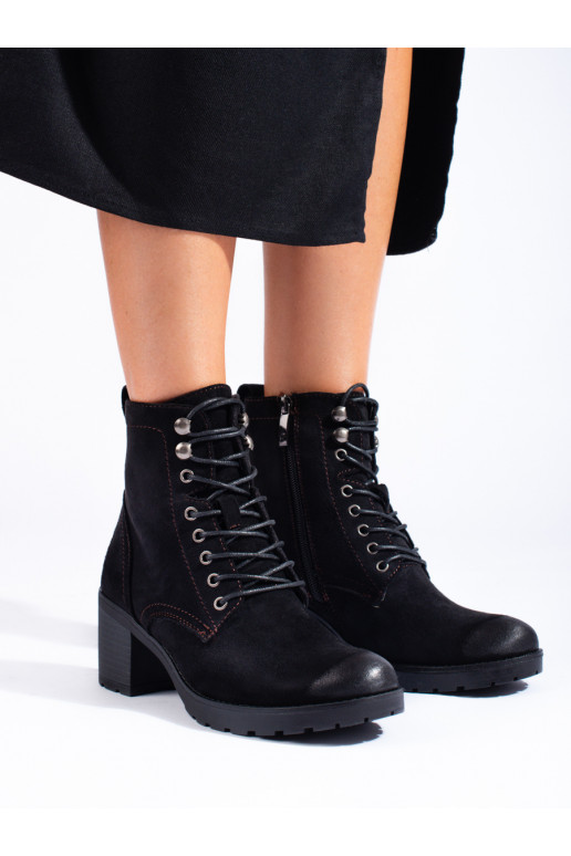 šņorējami sieviešu zābaki  Potocki Melnas krāsas 