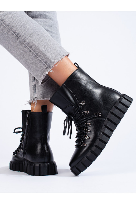 Melns  sieviešu zābaki ar platformu Potocki