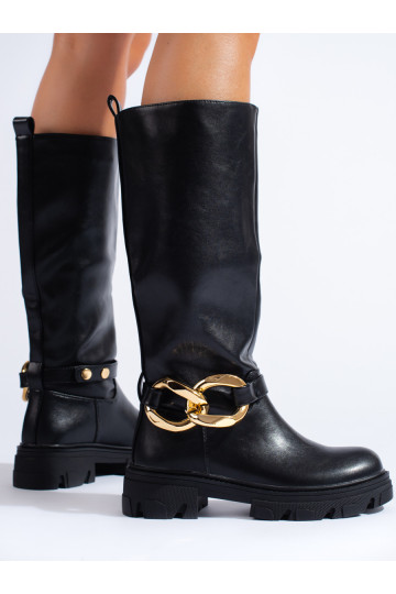 Melns Sieviešu zābaki  no eko ādas 2