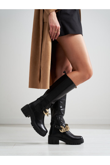 Melns Sieviešu zābaki  no eko ādas 2