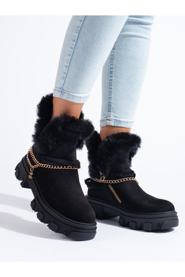 zamšādas sieviešu zābaki ar platformu Melnas krāsas 2