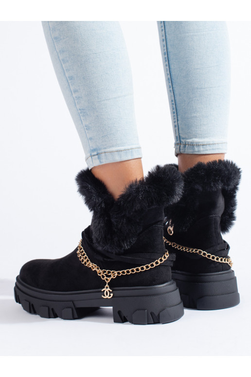 zamšādas sieviešu zābaki ar platformu Melnas krāsas