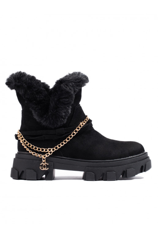 zamšādas sieviešu zābaki ar platformu Melnas krāsas