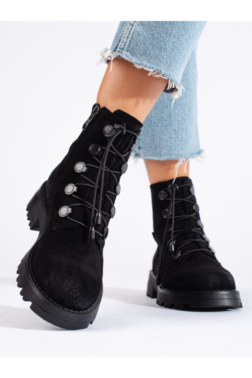 zamšādas sieviešu zābaki Melnas krāsas