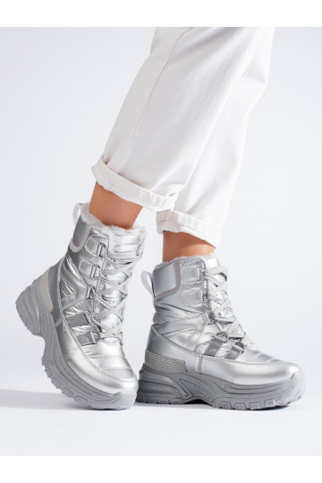 Sudraba krāsas Sieviešu sniega zābaki ar kažokādu Potocki 2