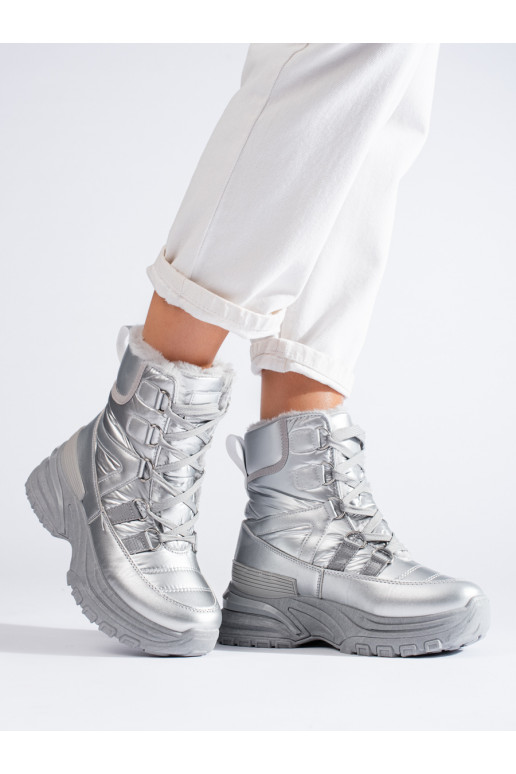 Sudraba krāsas Sieviešu sniega zābaki ar kažokādu Potocki