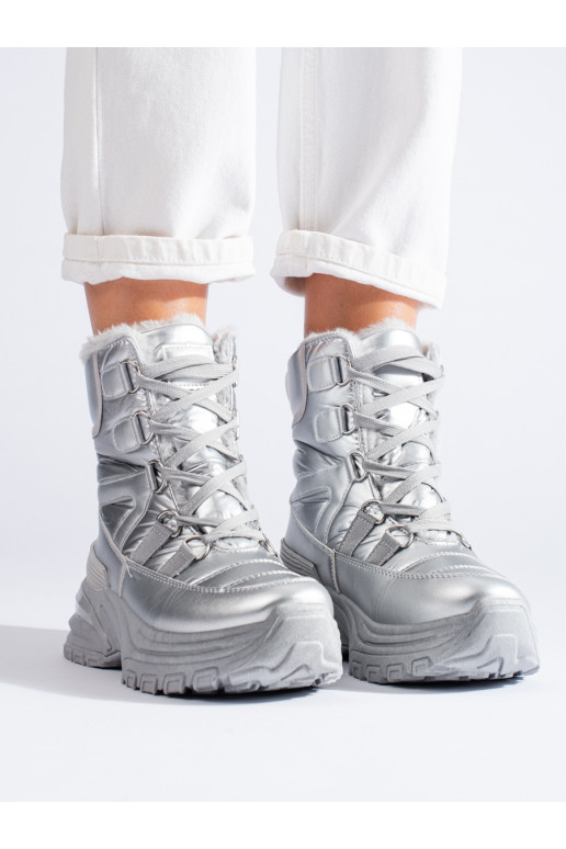 Sudraba krāsas Sieviešu sniega zābaki ar kažokādu Potocki