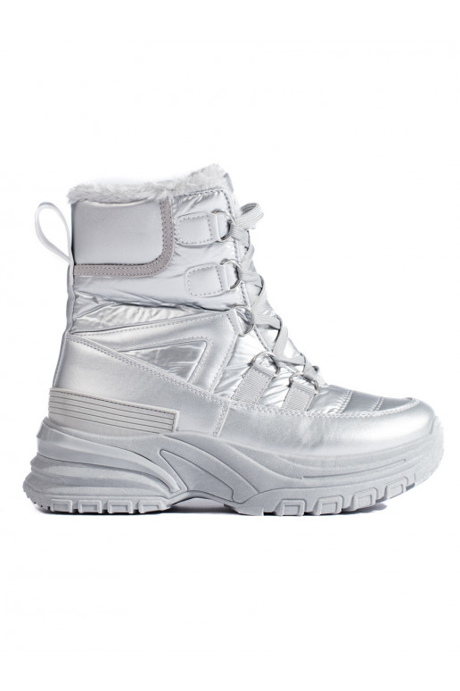 Sudraba krāsas Sieviešu sniega zābaki ar kažokādu Potocki