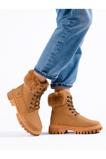 brūnas krāsas  sieviešu apavi  ar kažokādu 2