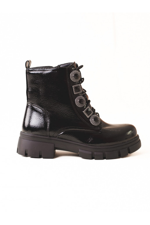 šņorējami zābaki   Melnas krāsas