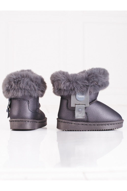 Pelēkas krāsas Sieviešu sniega zābaki  ar kažokādu