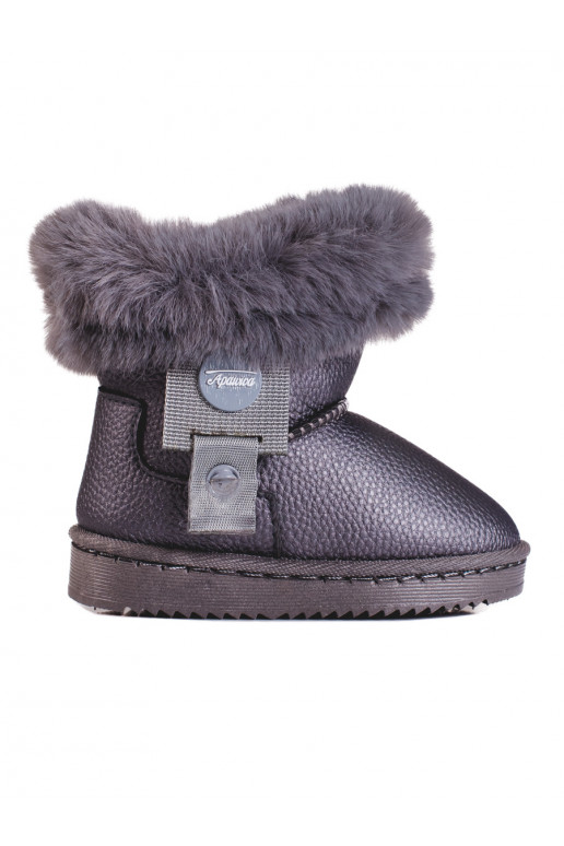 Pelēkas krāsas Sieviešu sniega zābaki  ar kažokādu