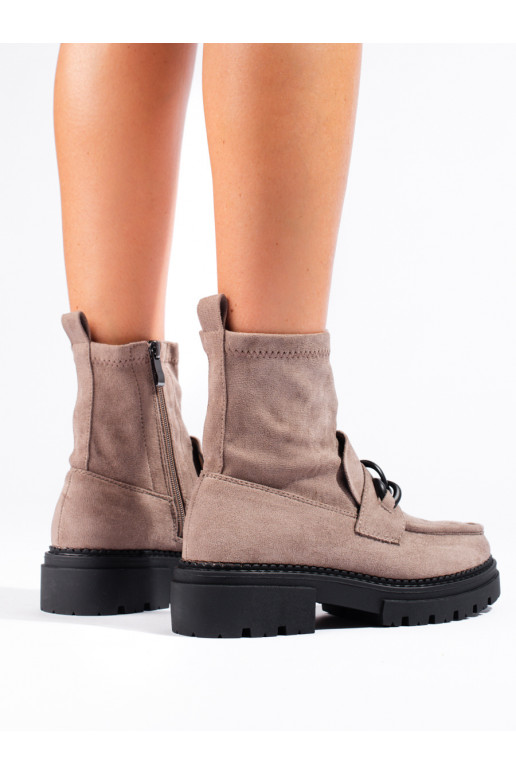 smilšu krāsas sieviešu zābaki ar platformu